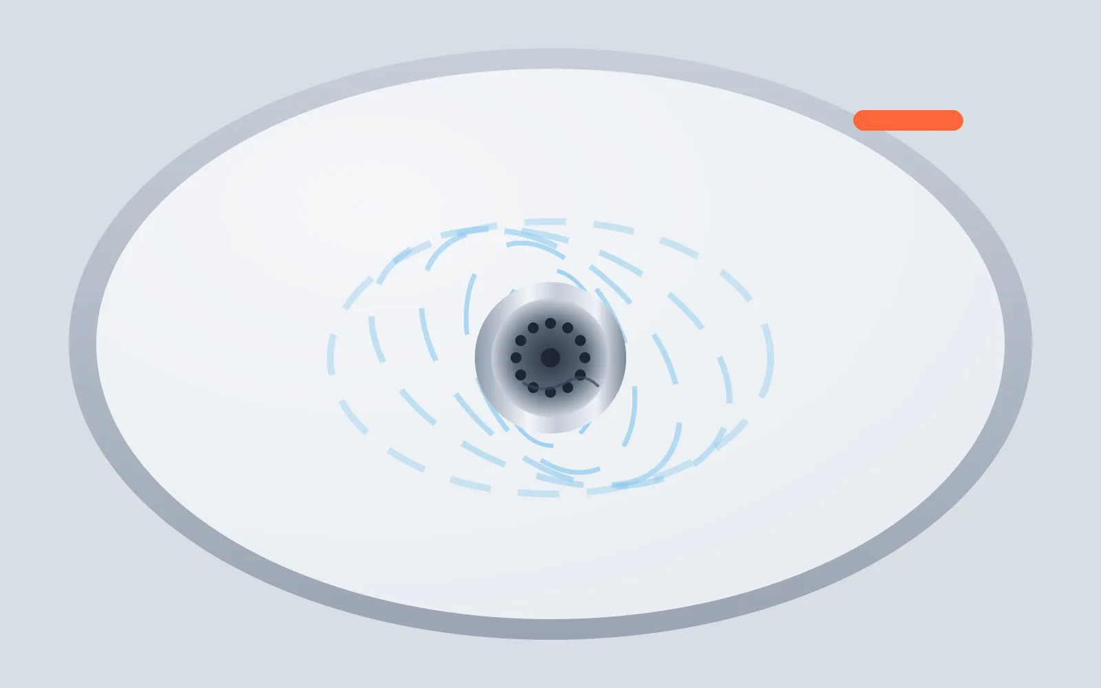 Illustratie van een wastafel van bovenaf met water dat langzaam rond het afvoerputje draait